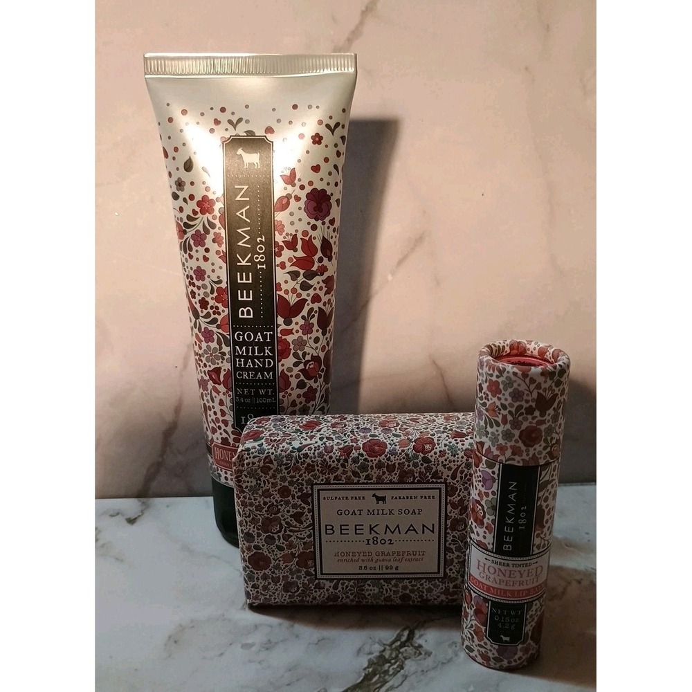 NEW Beekman 1802 Honeyed Grapefruit Goat Milk Hand Cream Bar Soap‎ Lip Balm